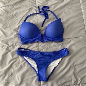 VS Pink Midline Plunge Halter Swimsuit Set